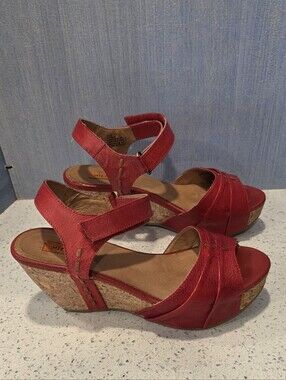 Miz Mooz Red Yogi Platform Wedge Sandals
